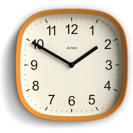 Квадратний ретро настінний годинник JONES CLOCKS Sprite з акрилу, м'ятний 25x25 см, жовтий
