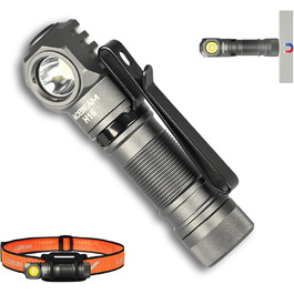 Ліхтар налобний ACEBEAM H16 650 Люмен, акумуляторний, LED, компактний, для EDC, AA, з високим CRI 90+, нейтральний білий 5000K, сірий, з комплектом налобного кріплення