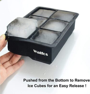 Силіконові форми для льоду Walfos, 2 шт., великі, з кришкою, BPA-free, для коктейлів, віскі, шоколаду, дитячого харчування, гнучкі, легке виймання, підходять для посудомийної машини