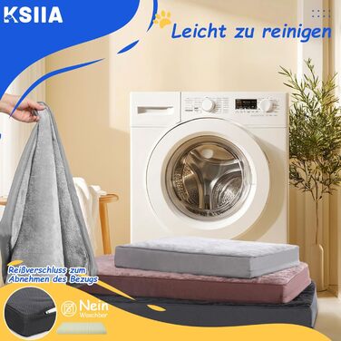 Ортопедичне ліжко для великих собак KSIIA XL, м'який знімний чохол, темно-сірий, 105x70x8 см, пране, лежак-матрац для собак
