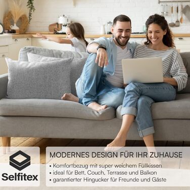 Набір подушок Selfitex 2 шт 40x60 см, декоративні диванні подушки з наповнювачем і чохлом, стильні сірі подушки для софи, м'який наповнювач, міцна оббивна тканина, високоякісна подушка для дивану