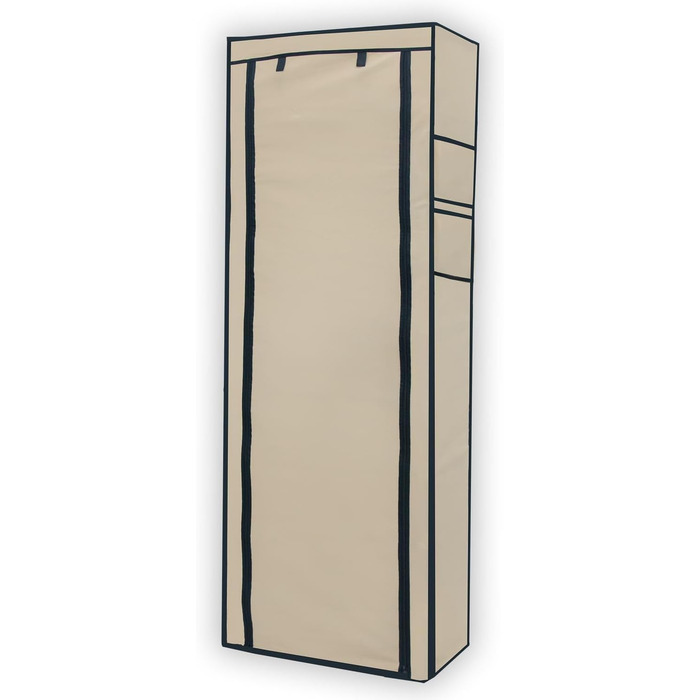 Тканинна шафа INTIRILIFE 170x58x28 см з блискавкою, 9 полиць, для одягу та взуття, кемпінгова, кремово-бежевого кольору