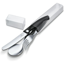 Набір столових ножів Victorinox Classic, 3 предмети, нержавіюча сталь, 11 см, чорні, супер гострі з хвилястим лезом