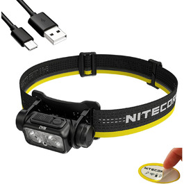 Ліхтарик-налобний Nitecore NU43 1400 Люмен USB-C, з білим і червоним світлом, легкий, акумуляторний, для кемпінгу, бігу, роботи, з органайзером Lumentac