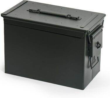 Металева ящик для набоїв US Ammo Box, з замком, для зберігання патронів і літієвих батарей, 28 см, із захисним кільцем 30 см