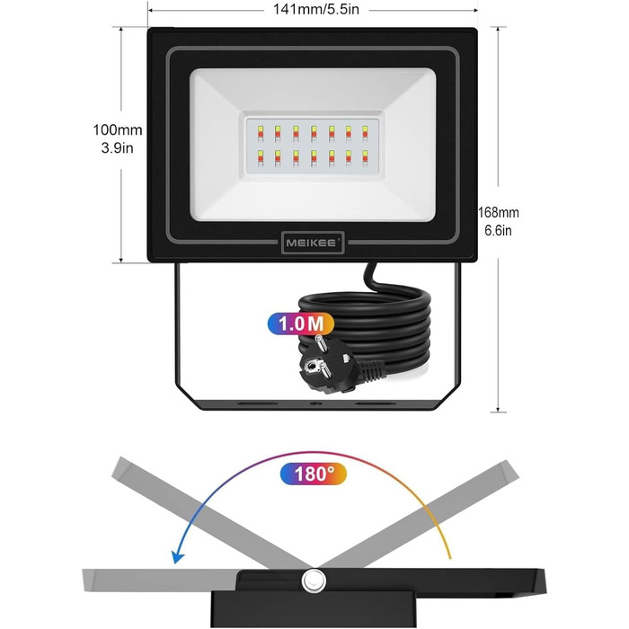 Світлодіодний прожектор MEIKEE 25W RGB з пультом, 30 режимів, 10 кольорів, пам'ять, IP66, 6 рівнів яскравості, для вечірок, бару, будинку, Хелловін, 2 шт.