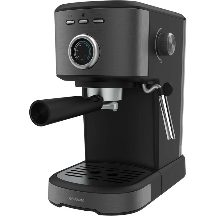 Кавоварка еспресо Cecotec Power Espresso 20 Pecan, 1100 Вт, 20 бар, термоблок, сталевий корпус, манометр, 1,25 л, подвійний фільтр, парова насадка