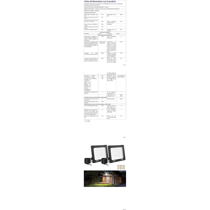LED прожектор Viugreum 100Вт 8000Лм IP65 холодне світло, зовнішній, комплект 2 шт, для двору, гаража, під'їзду, з кабелем 50 см
