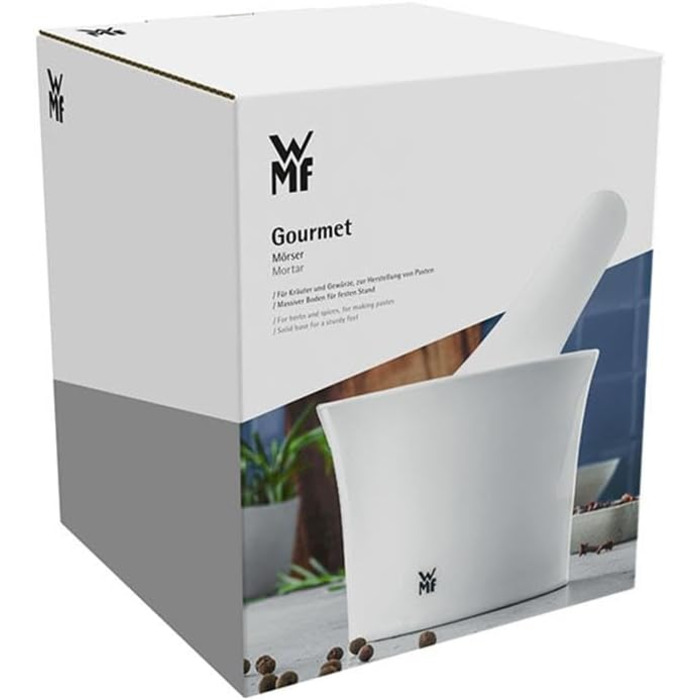 Молочник для спецій WMF Gourmet 12 см, порцеляновий, з товкачем, для подрібнення спецій, підходить для миття в посудомийній машині