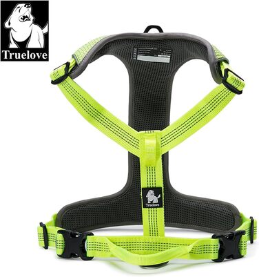 Шлея для собак TRUE LOVE Outdoor Adventure II, світловідбивна, 2 кільця для повідка, неоново-жовта, розмір S