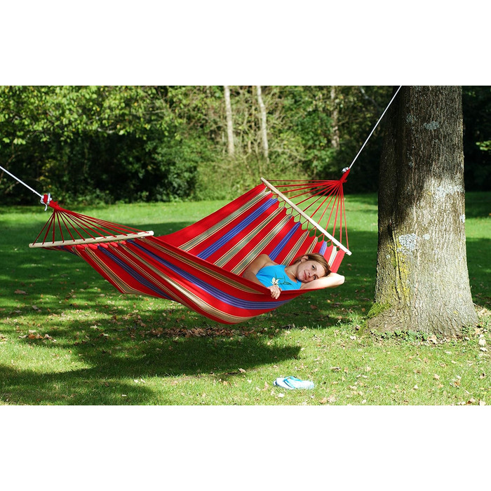 Гамак AMAZONAS Aruba Juniper 210x80 см, до 180 кг, смугастий, червоний, водостійкий, UV-захист