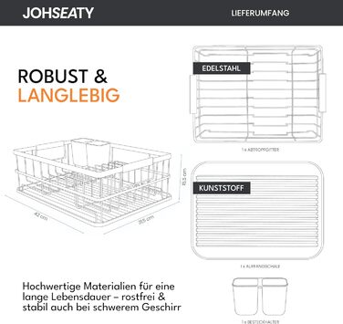 Сушарка JOHSEATY з тримачем для столових приборів, чорна