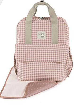 Сумка для коляски Walking Mum I Love Vichy, рожева, універсальна, з короткими ручками і плечовим ременем, 37x28x12 см