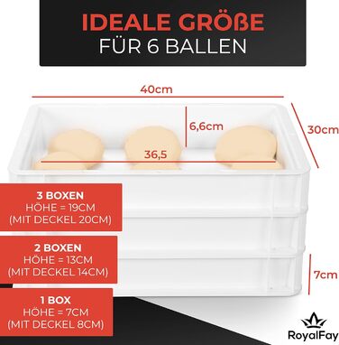 Контейнер для бродіння тіста Pizzaballenbox 30x40x8 см, харчовий пластик, з кришкою, білий – для піци, закваски та дріжджового тіста