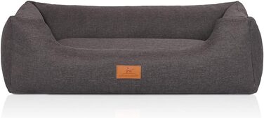 Ліжко для собак Knuffelwuff Lotte велюрове, знімний чохол, пране, сіре, XXL 120x85 см, для великих, середніх та малих собак