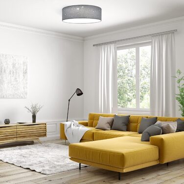Navaris LED стельова лампа 22W, димована, зіркове небо, зміна колірної температури, з пультом, для вітальні, спальні, дитячої, діаметр 32 см, світло-сіра