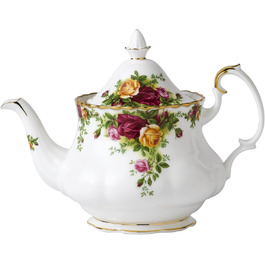 Чайний сервіз Royal Albert Old Country Roses на 4 персони, порцеляна Bone China, середній розмір, квітковий візерунок, чайник 0,8 л, вінтажний подарунковий набір