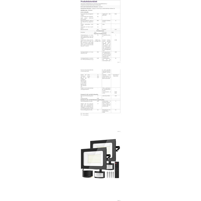 LED прожектори з датчиком руху та світла papasbox, 2 шт, 50W, 6500K, IP66, з пультом, для вулиці, саду, гаража, спортмайданчика