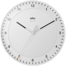 Настінний годинник Braun BC17W-DCF, 30 см, білий, безшумний, радіокерований, велика класична модель, легке читання, центральноєвропейський час (MEZ/GMT+1)
