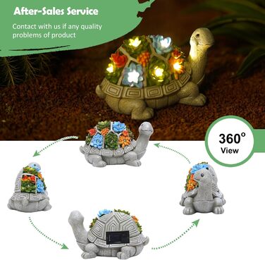 Сонячна садова фігурка черепахи Yeomoo з сукулентами та 7 LED, декор для вулиці, балкона, тераси, кімнати, подарунок для жінок, мами