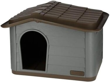Будинок для котів Kerbl Paola Eco, всепогодний, для вулиці та дому, 75x59x55 см, сірий/зелений/коричневий, стійкий до ультрафіолету та вологи