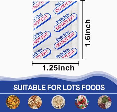 Auhanth 100 шт. поглиначів кисню 100CC для зберігання продуктів, харчова якість, для вакуумних пакетів, довготривале зберігання
