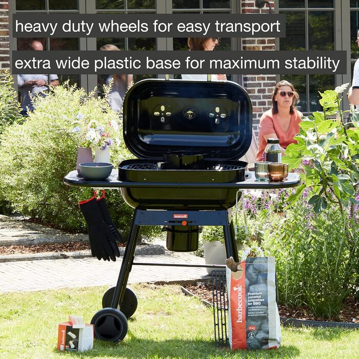 Вугільний гриль Barbecook Loewy 45 Magnus Premium, з вітрозахистом, для 6 осіб, чорний, 43x43x97 см