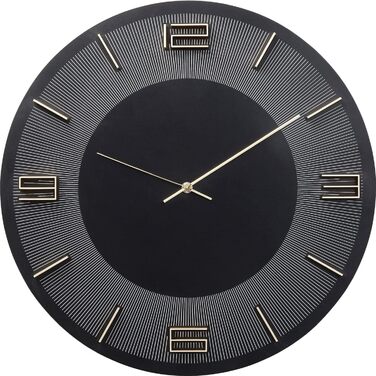 Настінний годинник Kare Design Leonardo, чорний/золотий, 49 см, алюмінієвий, сучасний, круглий, для вітальні, спальні, офісу