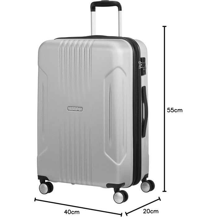 Валіза American Tourister Tracklite Spinner розсувна, 120 л, срібляста, велика, 4 колеса