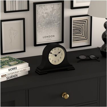 Настільний годинник JONES CLOCKS Speakeasy у класичному стилі Наполеонівської шапки, чорний, для столу, полиці або тумбочки