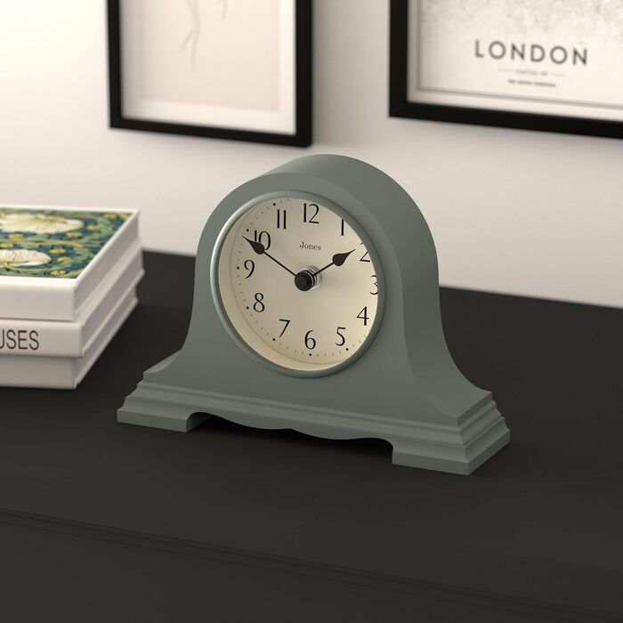 Настільний годинник JONES CLOCKS Speakeasy у класичному стилі Наполеонівського капелюха, зелений, для столу, полиці чи тумбочки