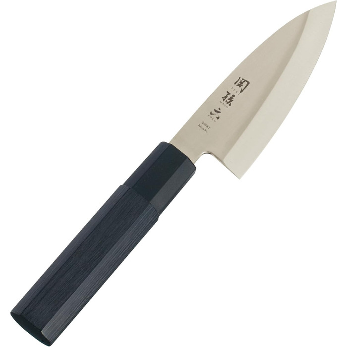 Японський кухонний ніж Deba KAI Seki Magoroku Kinju та Hekiju, 10 см, лезо 8A solid & SUS420J2, твердість 58/56 HRC, ручна робота, руків'я з пакка дерева і поліпропілену, японське хакімессер, вироблено в Японії