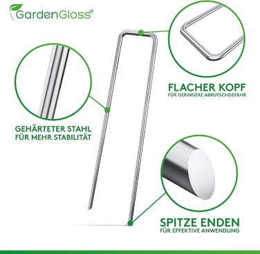GardenGloss® антикорозійні сталеві анкери для твердого ґрунту, 200 мм, 25 мм, Ø 3.8 мм