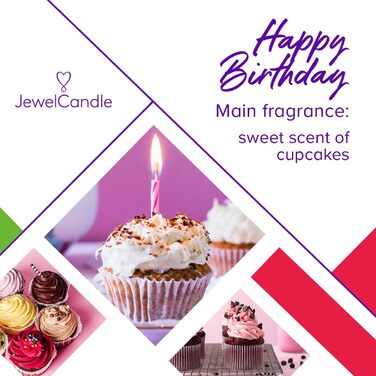 Ароматизована свічка JuwelKerze Happy Birthday з браслетом зі срібла — велика біла свічка з солодким ароматом та прикрасою-сюрпризом — подарунок для жінок на день народження