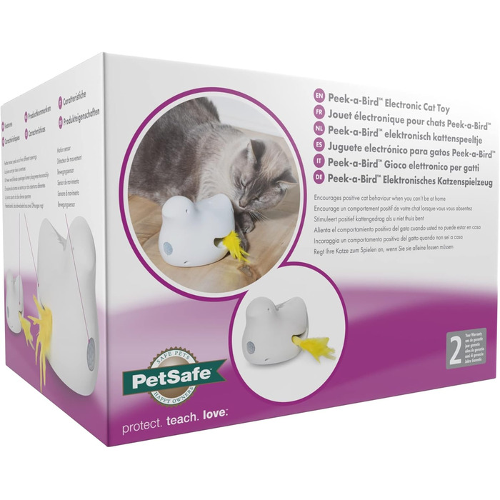 PetSafe інтерактивна іграшка для котів Peek-a-Bird з таймером, працює на 3 AA батарейках