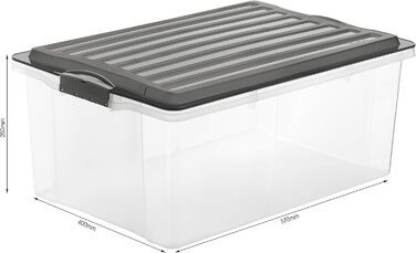 Набір контейнерів для зберігання Rotho Compact 3x38 л з кришкою та колесами, зелений/прозорий, пластик, 70 л