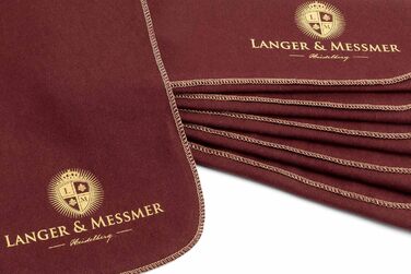 Langer & Messmer набір полірувальних серветок для гладкої шкіри з 100% бавовни, 6 шт, бежеві та бордові, для професійного догляду за взуттям