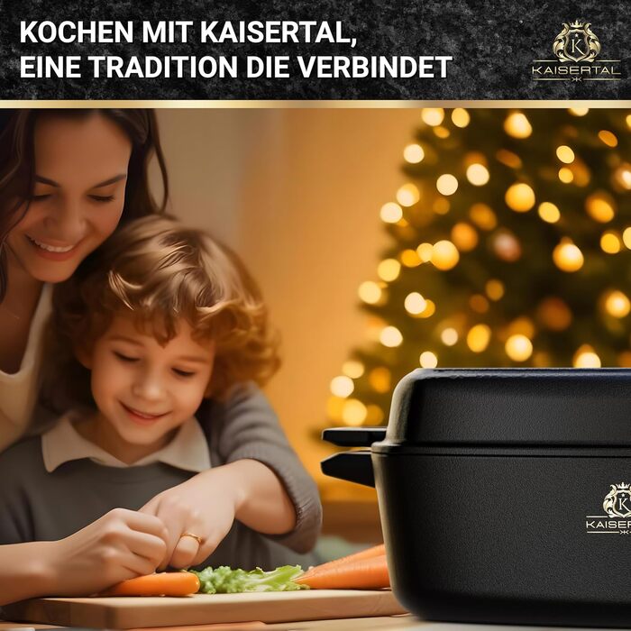 Овальний гусятниця KAISERTAL з кришкою, 6 л, чавун, для духовки та індукції, 32 см, 7 кг, казан для тушкування