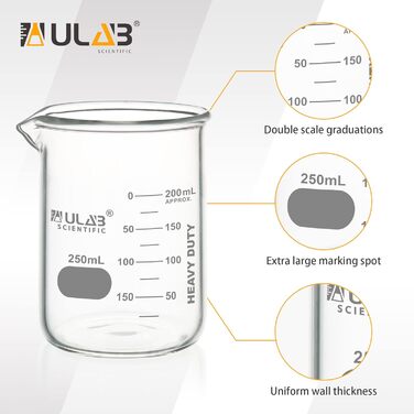 Скляна кружка ULAB 250 мл, 6 шт. , боросилікатна, UBG1055