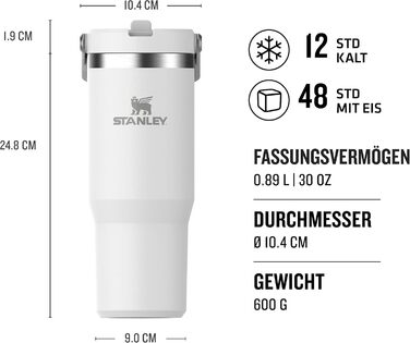 Термос-кружка Stanley Flip Straw 0.89 л з трубочкою, спортивна пляшка, BPA Free, тримає холод 12+ годин, підходить для миття в посудомийній машині, Frost
