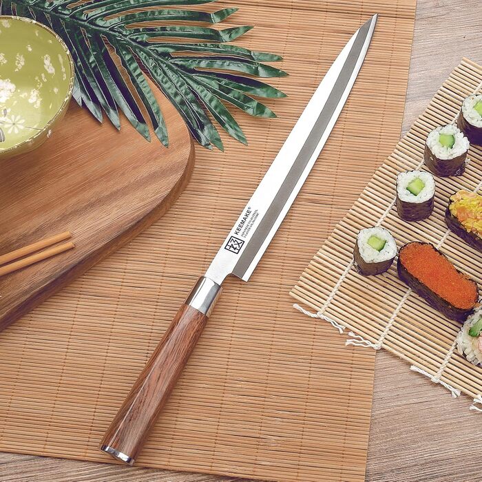KEEMAKE Філейний ніж для риби та суші 30 см, японський Sashimi ніж з VG10 нержавіючої сталі, ручка з рожевого дерева