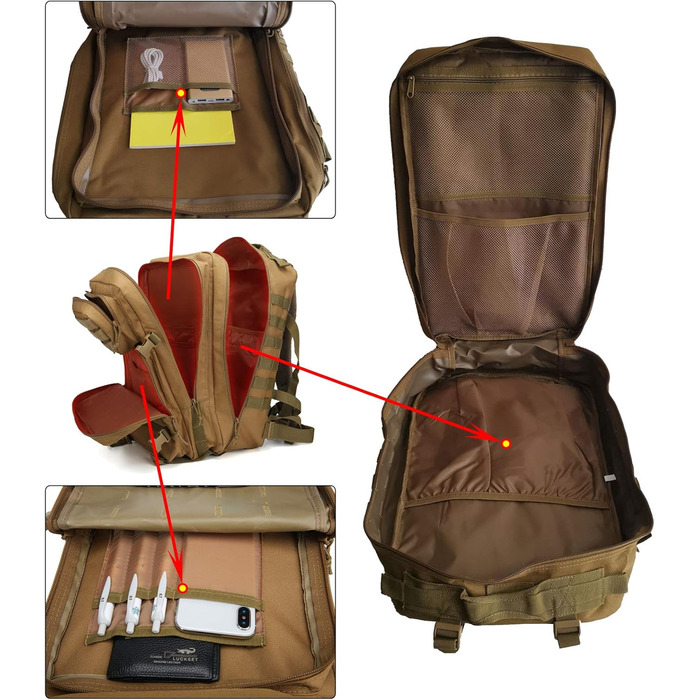 Тактичний військовий рюкзак 40 л для виживання, армійський Molle, колір хакі