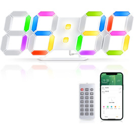 3D LED годинник-будильник EDUP HOME 9,7'' з RGB підсвіткою, безшумний, цифровий, USB, 7 кольорів, дата, температура, додаток і пульт, для спальні, вітальні, офісу
