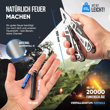 Мультитул AVENTURIS 21-в-1 з нержавіючої сталі, персоналізований, з ножем, плоскогубцями та викруткою — багатофункціональний інструмент для чоловіків, Survival Set