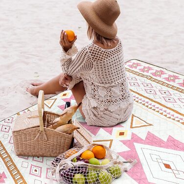 Пікнік-ковдра LARUTAN Boho 200x200 см, водонепроникна, антипісочна, складна, зелена, для пляжу, кемпінгу, подорожей, барбекю