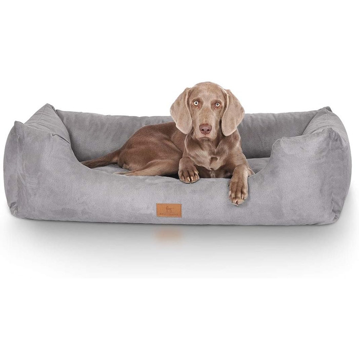 Ліжко для собак Knuffelwuff Dreamline велюрове XXL, 155х105х30 см, знімний чохол, легке чищення, для великих, середніх і малих порід, сіре