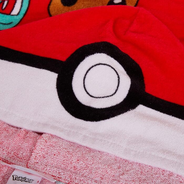 Дитячий пончо-рушник Pokemon з капюшоном, 100% бавовна, Покебол, Пікачу, пляжне та банне покривало