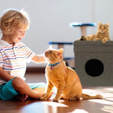 Будиночок для котів Relaxdays, двоповерховий, для дому, для котів і малих собак, 44x38x38 см, сірий
