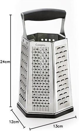 Кухонна терка CUISIPRO 7-в-1 з нержавіючої сталі, 7 насадок, Surface Glide, знімне дно, овочерізка
