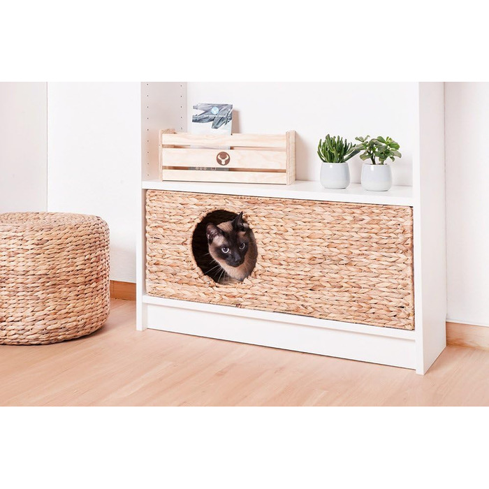 Кошик для котів з водяної гіацинти для стелажа Billy, котяча хатка 75x29x25 см, натуральний плетений будиночок для котів, кроликів, морських свинок